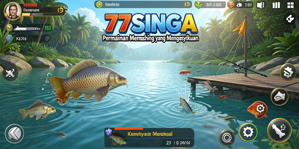 Tampilan menarik saat memainkan game memancing 77SINGA.