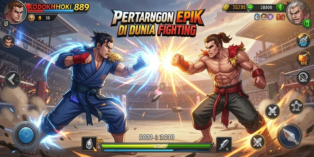 Gameplay KODOKHOKI889 yang intens dan seru di arena pertarungan.