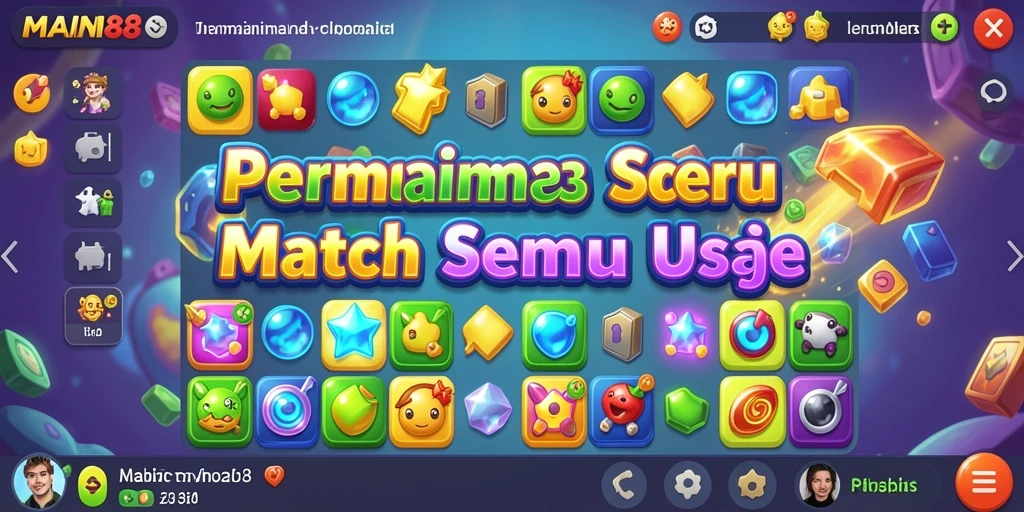 Tampilan seru gameplay Match-3 di MAIN88 dengan kombinasi permata berwarna.
