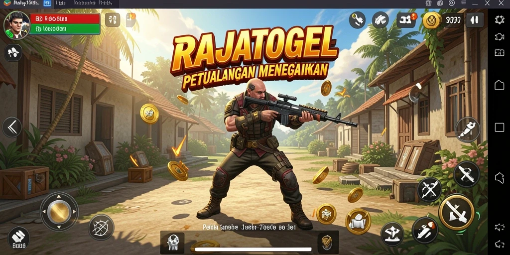 Tampilan layar permainan RAJATOGEL dengan aksi petualangan yang seru.